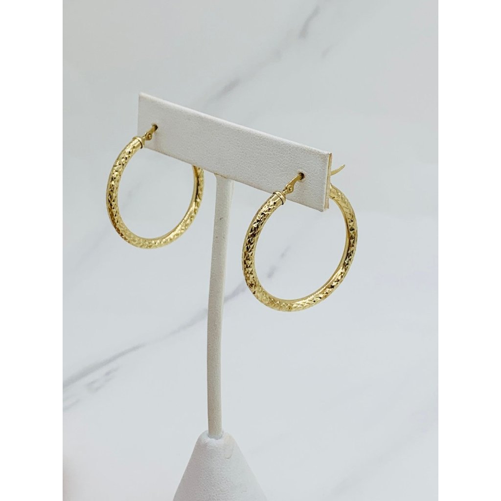 10k Gold Hoop Earrings Women’s Hoop Diamond Cut